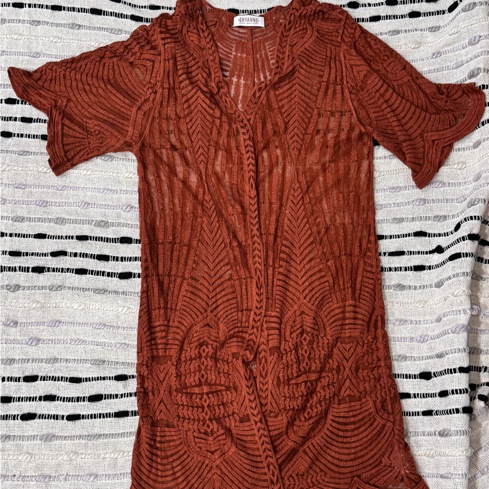 Rust Orange Sheer Knit Top